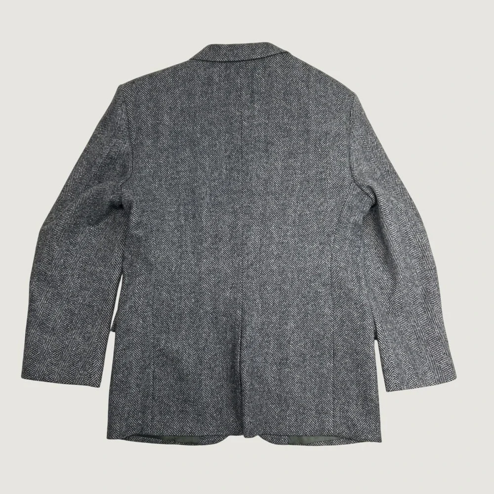 Barrington Wool Blazer Mens Grey Herringbone Two Button Sport Coat Jacket